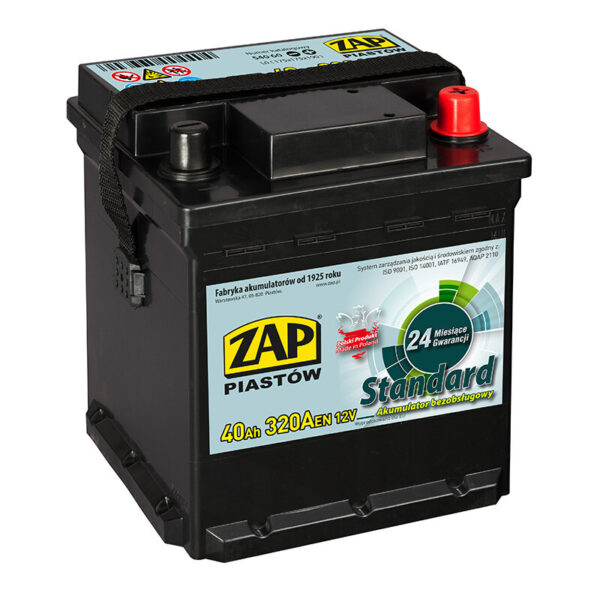 Akumulator ZAP Standard 40Ah 320A kostka PRAWY PLUS