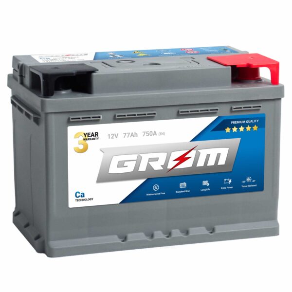 Akumulator GROM Premium 77Ah 750A Prawy Plus